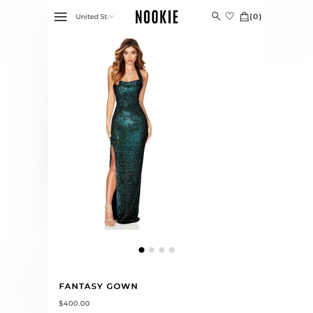Nookie Green Sequin Maxi Dress with Slit